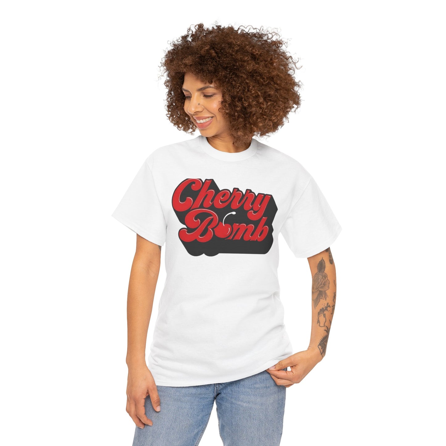 Retro Cherry Bomb Unisex Heavy Cotton Tee - Casual Streetwear Style