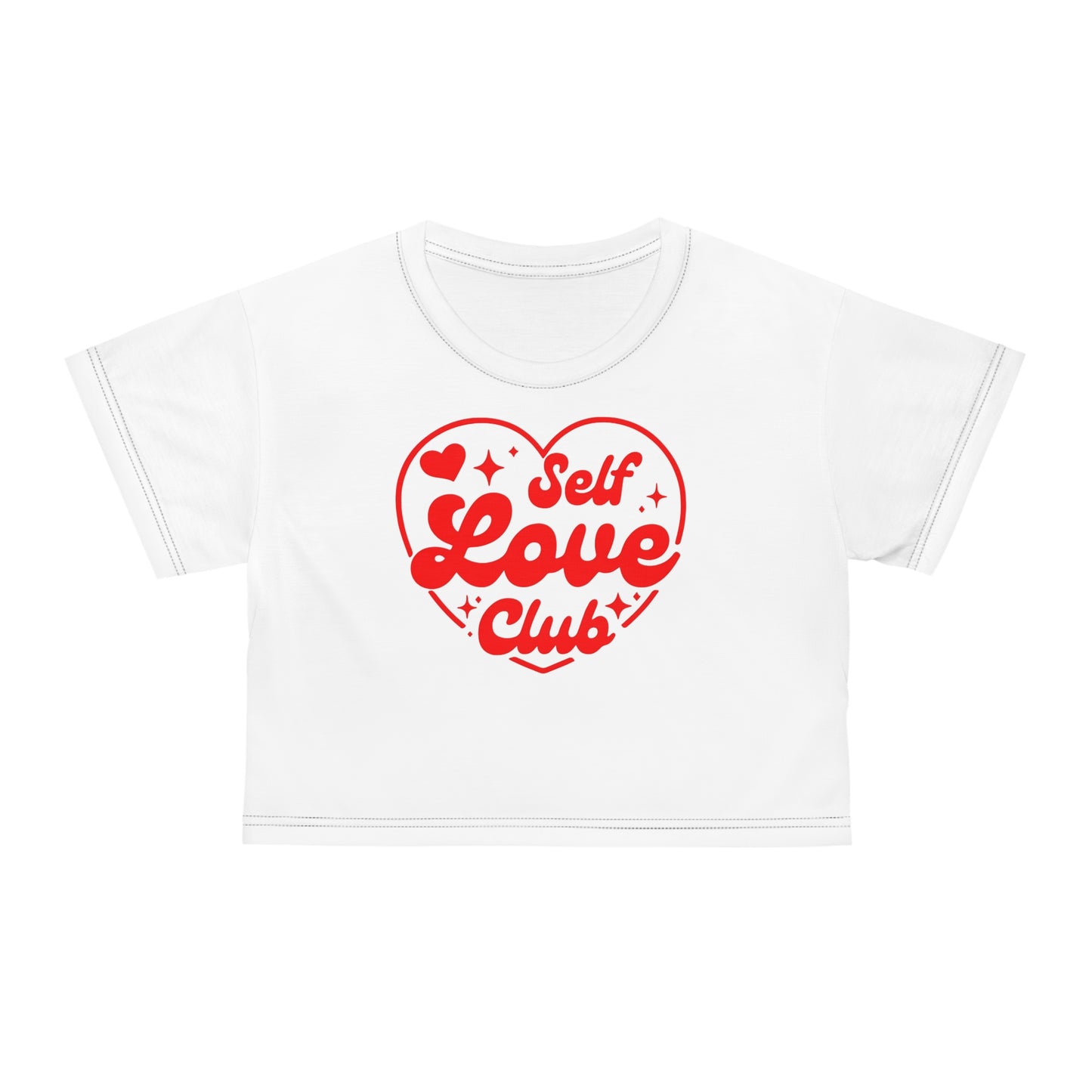 Self Love Club Crop Tee - Cute Relaxed Fit Top for Self-Care & Inspiration