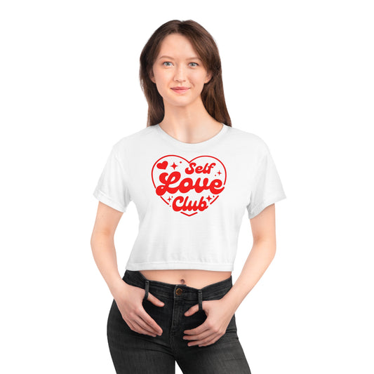 Self Love Club Crop Tee - Cute Relaxed Fit Top for Self-Care & Inspiration