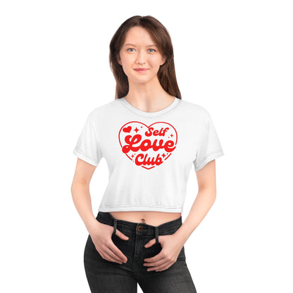 Self Love Club Crop Tee - Cute Relaxed Fit Top for Self-Care & Inspiration