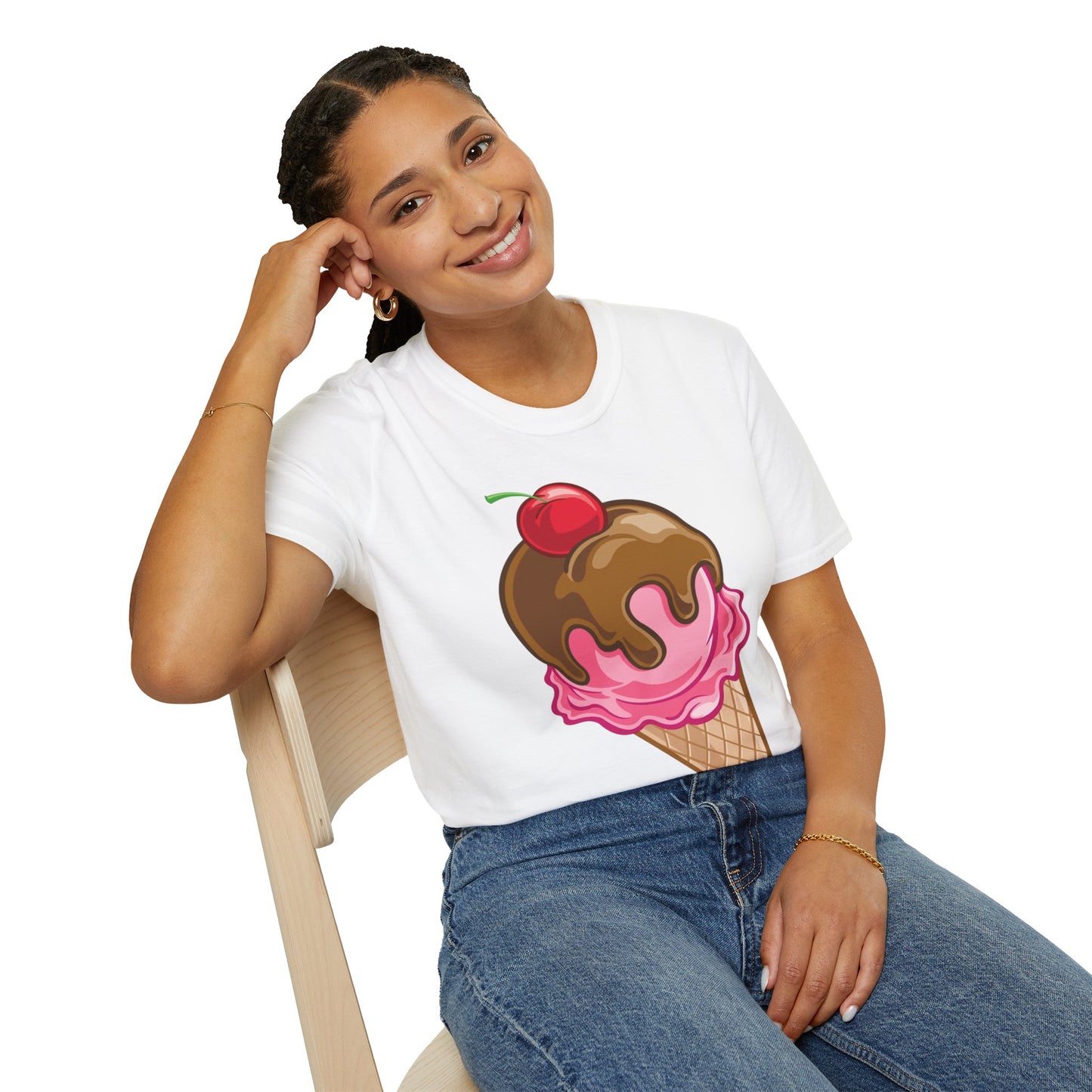 Vintage Ice Cream Cone Unisex Softstyle T-Shirt